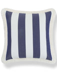 Beach Stripes, Outdoor Performance Indigo Blue Waterproof Pillow Cover, with Fringe, 20"x20"