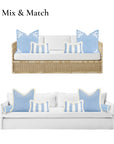 Beach Stripes, Outdoor Performance Azure Blue Lumbar Pillow Cover, with Fringe, 12"x20"