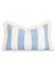 Beach Stripes, Outdoor Performance Azure Blue Lumbar Pillow Cover, with Fringe, 12"x20"