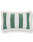 Beach Stripes, Outdoor Performance Green Lumbar Pillow Cover, with Fringe, 12"x20"