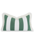 Beach Stripes, Outdoor Performance Green Lumbar Pillow Cover, with Fringe, 12"x20"