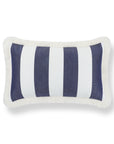 Beach Stripes, Outdoor Performance Indigo Blue Lumbar Pillow Cover, with Fringe, 12"x20"
