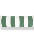 Beach Stripes, Outdoor Performance Green Bolster Pillow Cover, with Fringe, 6"x20"