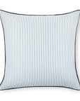 Coastline Stripes, Outdoor Performance Azure Blue Indigo Waterproof Pillow Cover, with Piping, 22"x22"