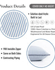 Coastline Stripes, Outdoor Performance Azure Blue Indigo Waterproof Pillow Cover, with Piping, 22"x22"