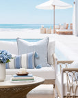 Coastline Stripes, Outdoor Performance Fabric By The Yard 57", Azure Blue