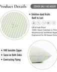 Coastline Stripes, Outdoor Performance Grass Green Pillow Cover, with Piping, 22"x22"