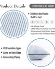 Coastline Stripes, Outdoor Performance Azure Blue Indigo Lumbar Pillow Cover, with Piping, 12"x20"