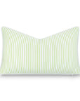 Coastline Stripes, Outdoor Performance Grass Green Lumbar Pillow Cover, with Piping, 12"x20"