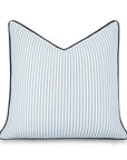 Coastline Stripes, Outdoor Performance Azure Blue Indigo Pillow Cover, with Piping, 20"x20"