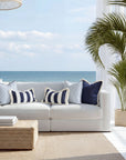 Coastbay, Outdoor Performance Indigo Blue Pillow Cover, with Fringe, 22"x22"