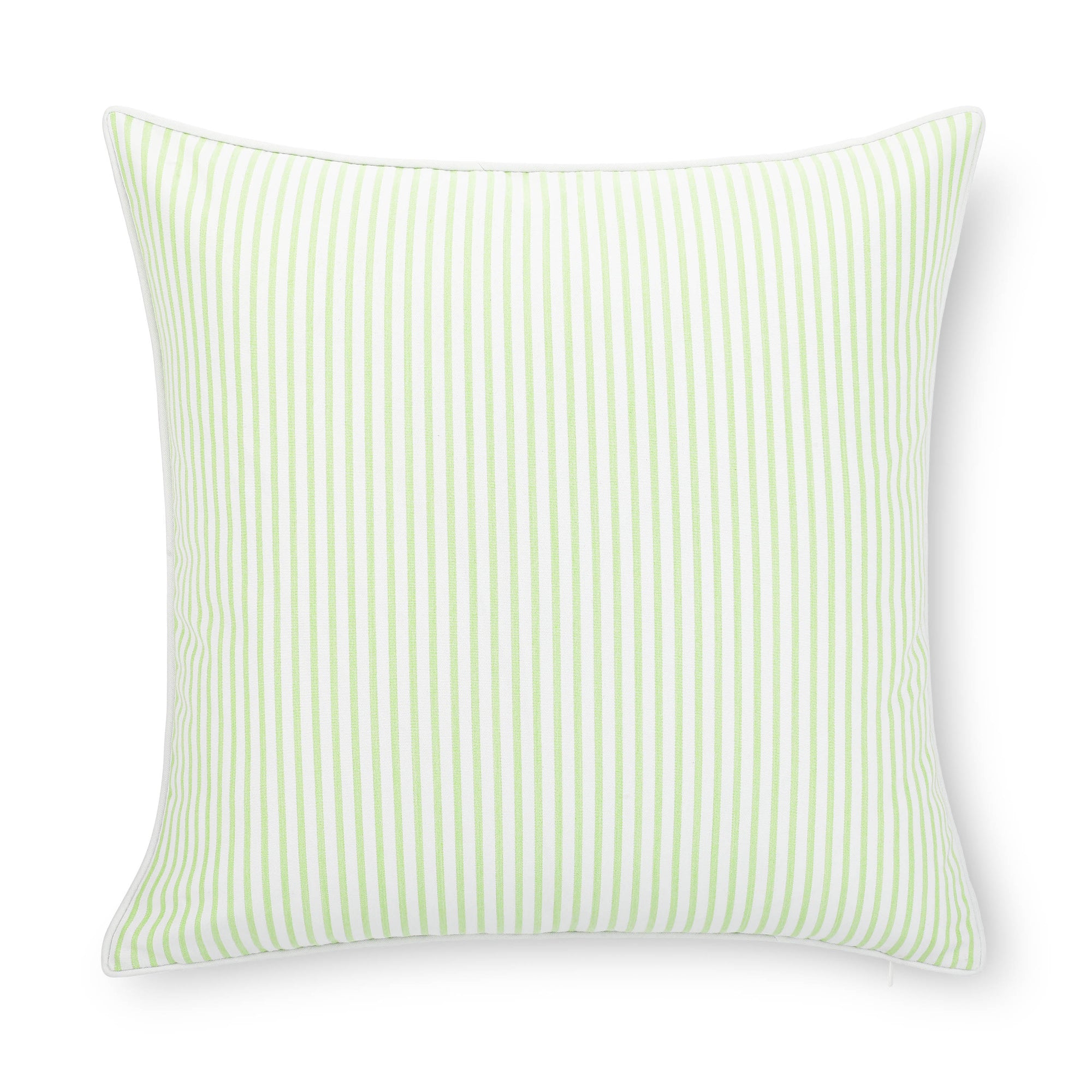 Coastline Stripes, Outdoor Performance Grass Green Pillow Cover, with Piping, 20"x20"