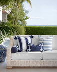 Hamptisse, Outdoor Performance Azure Blue Indigo Waterproof Pillow Cover, with Piping, 20"x20"