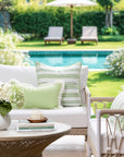 Hamptisse Bayside Stripes, Outdoor Performance Fabric By The Yard 57", Sage Green