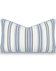 Hamptisse, Outdoor Performance Azure Blue Indigo Lumbar Pillow Cover, with Piping, 12"x20"