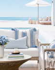 Seabourne Harbor Stripes, Outdoor Performance Fabric By The Yard 57", Azure Blue/Indigo