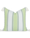 Seabourne, Outdoor Performance Grass Green Decorative Pillow Cover, with Tassels, 20"x20"