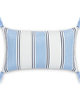 Seabourne, Outdoor Performance Azure Blue Indigo Lumbar Pillow Cover, with Tassels, 12"x20"