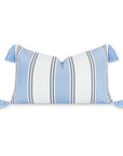 Seabourne, Outdoor Performance Azure Blue Indigo Lumbar Pillow Cover, with Tassels, 12"x20"