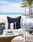 Seabourne, Outdoor Performance Indigo Azure Blue Throw Pillow Cover, with Tassels, 12"x20"