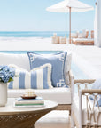 Athora, Outdoor Performance Azure Blue Waterproof Pillow Cover, with Flanged Border, 20"x20"