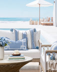 Athora, Outdoor Performance Azure Blue Lumbar Pillow Cover, with Flanged Border, 12"x20"