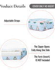 Marveille Flowers, Indoor/Outdoor Baby Blue Pink Seat Cushion Covers, with Piping, 24"x24"x4"