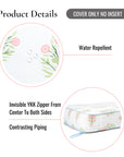 Marveille Flowers, Indoor/Outdoor Pink Seat Cushion Covers, with Piping, 20"x20"x4"