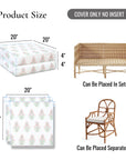 Marveille Flowers, Indoor/Outdoor Pink Seat Cushion Covers, with Piping, 20"x20"x4"