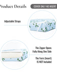 Nantess Blooming Hydrangea, Indoor/Outdoor Baby Blue Green Seat Cushion Covers, with Piping, 24"x24"x4"