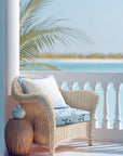 Nantess Blooming Hydrangea, Indoor/Outdoor Baby Blue Green Seat Cushion Covers, with Piping, 20"x20"x4"