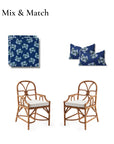 Nantess Blooming Hydrangea, Indoor/Outdoor Navy Blue Green Seat Cushion Covers, with Piping, 20"x20"x4"