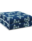 Nantess Blooming Hydrangea, Indoor/Outdoor Navy Blue Green Seat Cushion Covers, with Piping, 20"x20"x4"