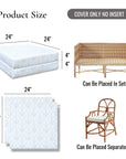 Konalie Geometric Leaves, Indoor/Outdoor Baby Blue Seat Cushion Covers, with Piping, 24"x24"x4"