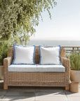 Konalie Geometric Leaves, Indoor/Outdoor Baby Blue Seat Cushion Covers, with Piping, 24"x24"x4"