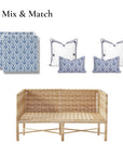 Konalie Geometric Leaves, Indoor/Outdoor Navy Blue Seat Cushion Covers, with Piping, 24"x24"x4"