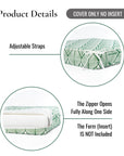 Konalie Geometric Leaves, Indoor/Outdoor Green Seat Cushion Covers, with Piping, 24"x24"x4"