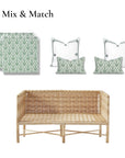 Konalie Geometric Leaves, Indoor/Outdoor Green Seat Cushion Covers, with Piping, 24"x24"x4"
