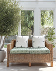 Konalie Geometric Leaves, Indoor/Outdoor Green Seat Cushion Covers, with Piping, 24"x24"x4"