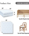 Konalie Geometric Leaves, Indoor/Outdoor Baby Blue Seat Cushion Covers, with Piping, 20"x20"x4"