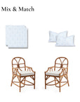 Konalie Geometric Leaves, Indoor/Outdoor Baby Blue Seat Cushion Covers, with Piping, 20"x20"x4"