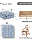Konalie Geometric Leaves, Indoor/Outdoor Navy Blue Seat Cushion Covers, with Piping, 20"x20"x4"