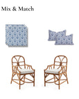 Konalie Geometric Leaves, Indoor/Outdoor Navy Blue Seat Cushion Covers, with Piping, 20"x20"x4"