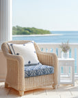 Konalie Geometric Leaves, Indoor/Outdoor Navy Blue Seat Cushion Covers, with Piping, 20"x20"x4"