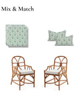 Konalie Geometric Leaves, Indoor/Outdoor Green Seat Cushion Covers, with Piping, 20"x20"x4"