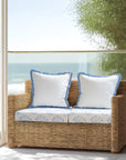 Capelea Flowers, Indoor/Outdoor Baby Blue Seat Cushion Covers, with Piping, 24"x24"x4"