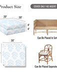 Capelea Flowers, Indoor/Outdoor Baby Blue Seat Cushion Covers, with Piping, 20"x20"x4"