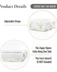 Capelea Flowers, Indoor/Outdoor Grass Green Seat Cushion Covers, with Piping, 20"x20"x4"