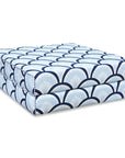 Kapalei Ravenala Scallops, Indoor/Outdoor Baby Blue Navy Seat Cushion Covers, with Pinstripe Trim, 24"x24"x4"