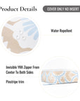 Kapalei Ravenala Scallops, Indoor/Outdoor Tan Baby Blue Seat Cushion Covers, with Pinstripe Trim, 24"x24"x4"